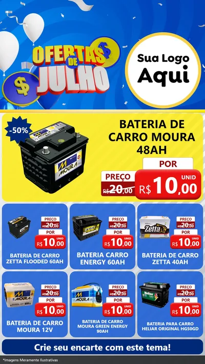 Modelo de Rede Social para Stories com o tema Ofertas de Julho para Baterias Elétricas