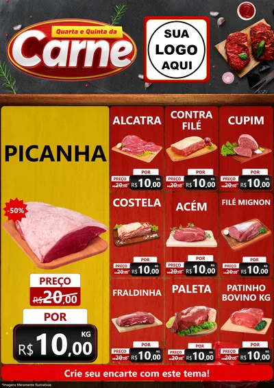 Modelo de Encarte para Encarte A4 Vertical com o tema Quarta e Quinta da Carne para Açougue