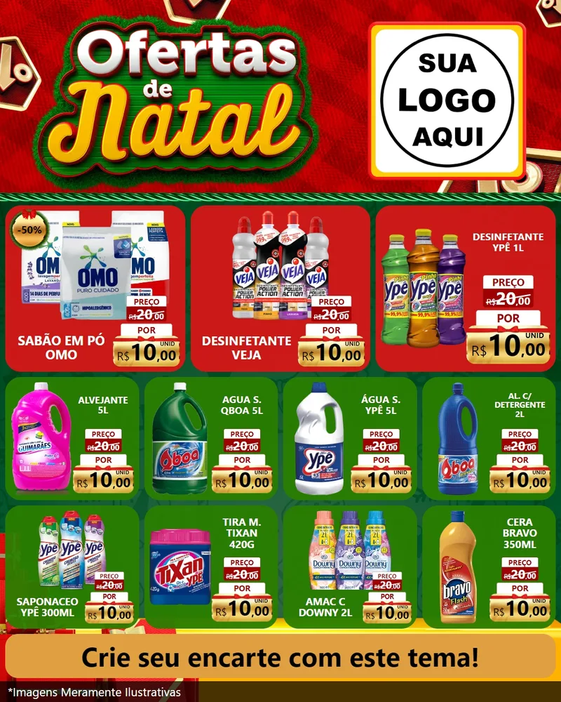 Modelo de Rede Social para Feed Instagram com o tema Ofertas de Natal para Produtos de Limpeza