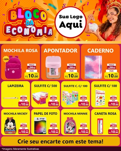 Modelo de Rede Social para Feed Instagram com o tema Bloco da Economia para Papelaria