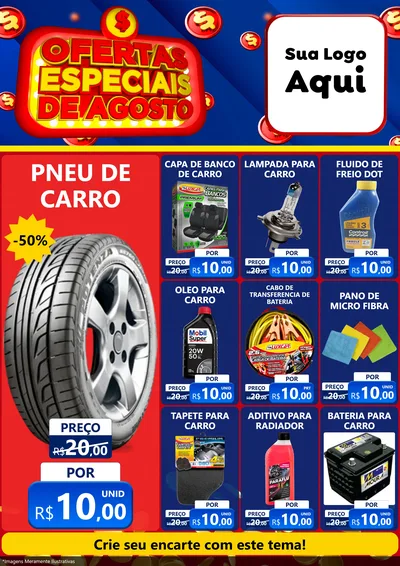 Modelo de Encarte para Encarte A4 Vertical com o tema Ofertas Especiais de Agosto para Auto peças
