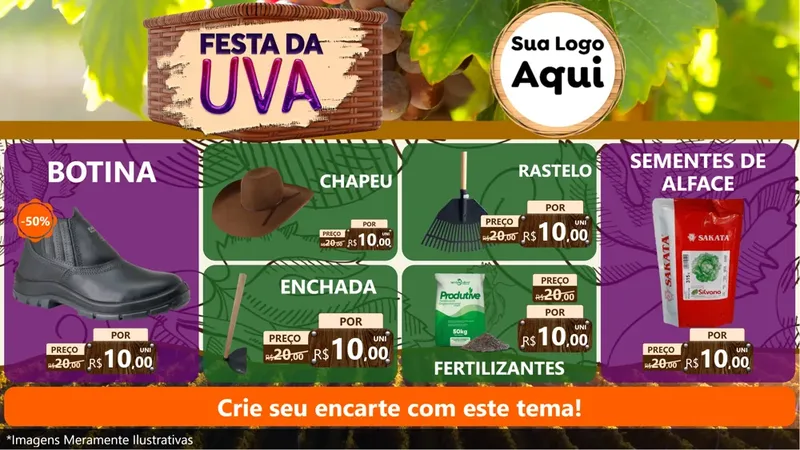 Modelo de TV para TV Horizontal com o tema Festa da Uva para Agropecuária