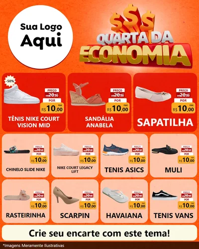 Modelo de Rede Social para Feed Instagram com o tema Quarta da Economia para Calçados