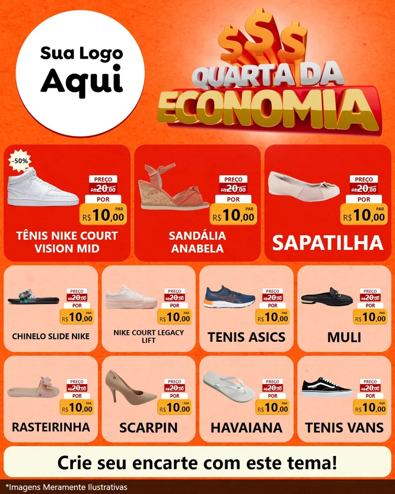 Modelo de Rede Social para Feed Instagram com o tema Quarta da Economia para Calçados