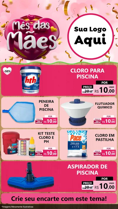Modelo de TV para TV Vertical com o tema Mês das Mães para Produtos para Piscina
