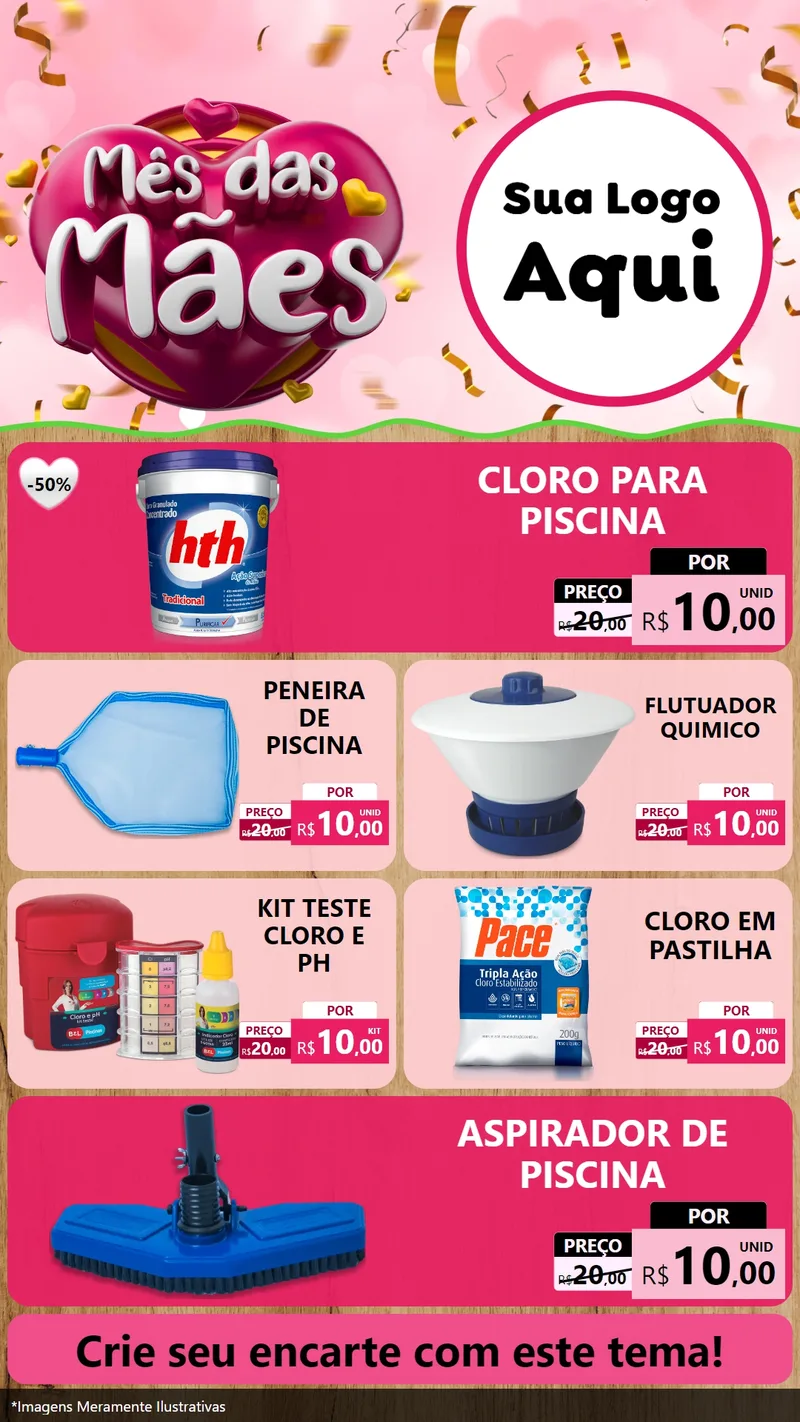 Modelo de TV para TV Vertical com o tema Mês das Mães para Produtos para Piscina