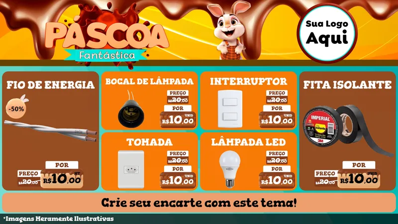 Modelo de TV para TV Horizontal com o tema Páscoa Fantástica para Materiais Elétricos