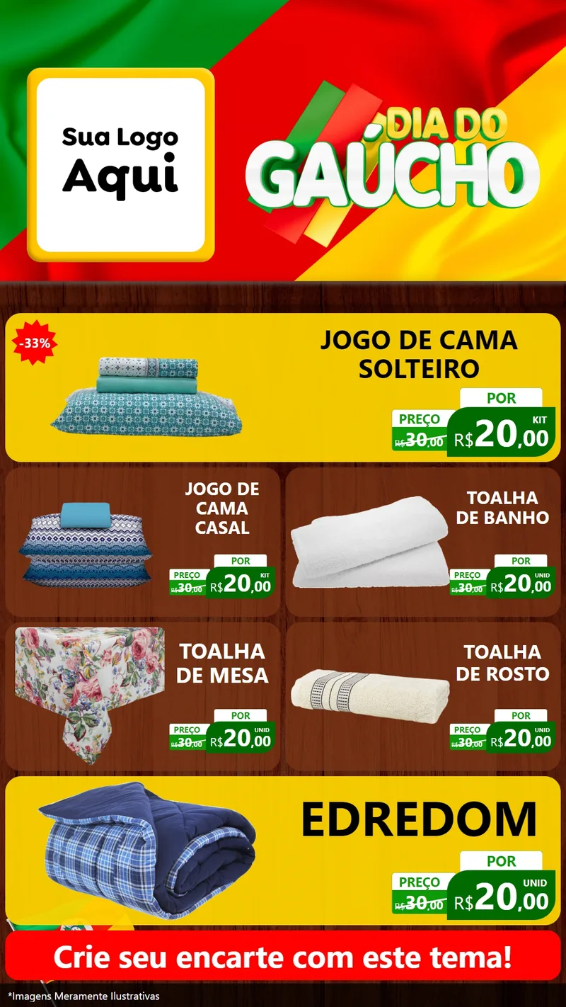 Modelo de TV para TV Vertical com o tema Dia do Gaúcho para Cama, Mesa e Banho