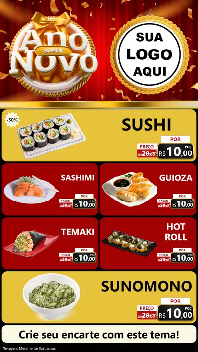 Modelo de TV para TV Vertical com o tema Super Ano Novo para Comida japonesa