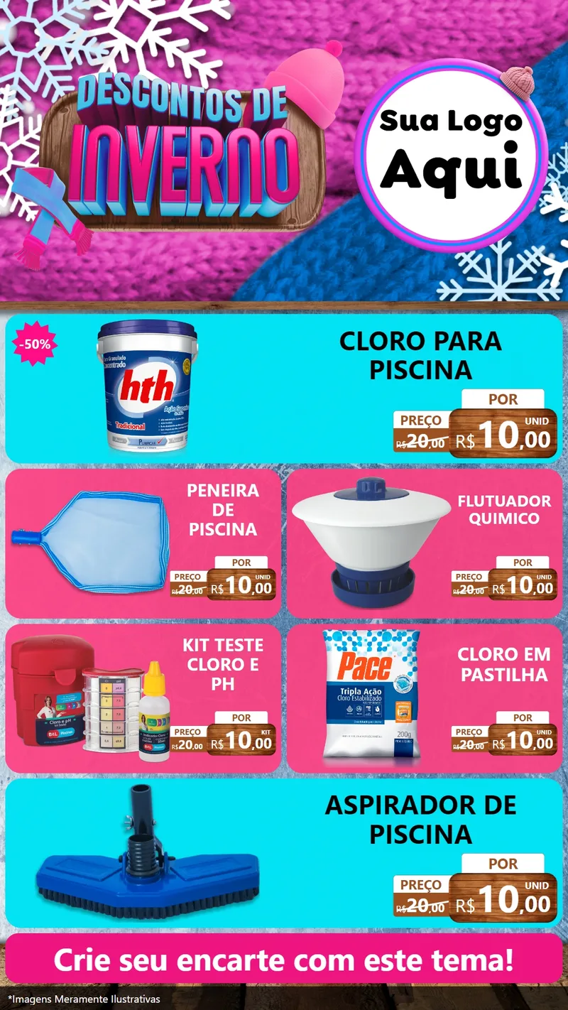 Modelo de TV para TV Vertical com o tema Descontos de Inverno para Produtos para Piscina