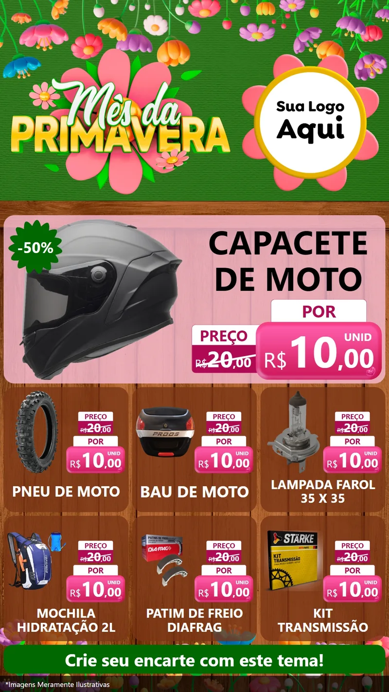 Modelo de Rede Social para Stories com o tema Mês da Primavera para Moto peças