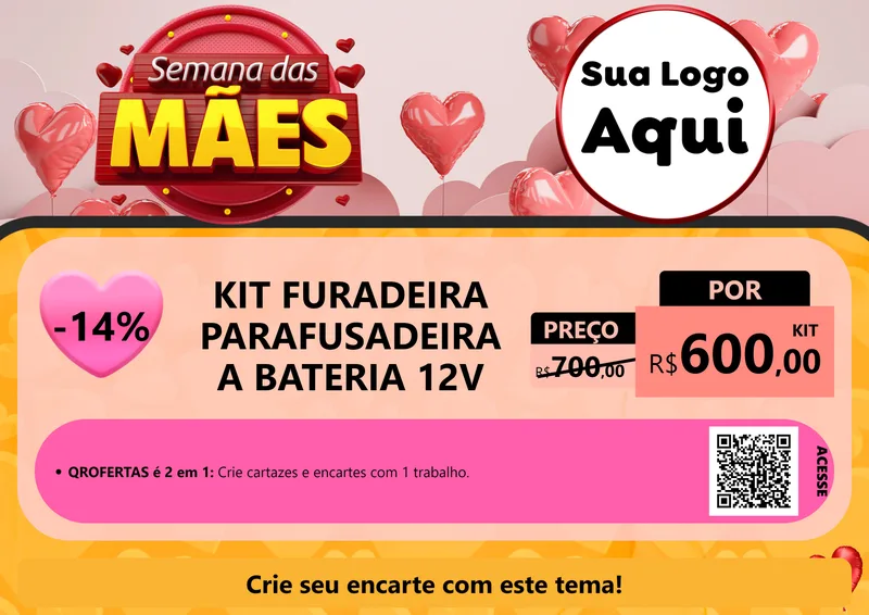 Modelo de Cartaz para Cartaz A4 Horizontal com o tema Semana das Mães para Maquinas e Ferramentas