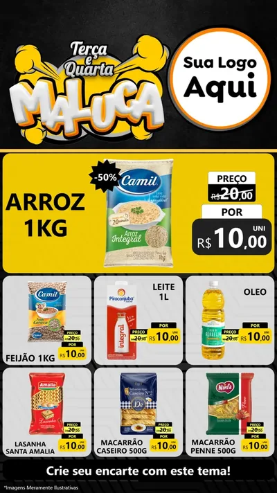 Modelo de Rede Social para Stories com o tema Terça e Quarta Maluca para Supermercado
