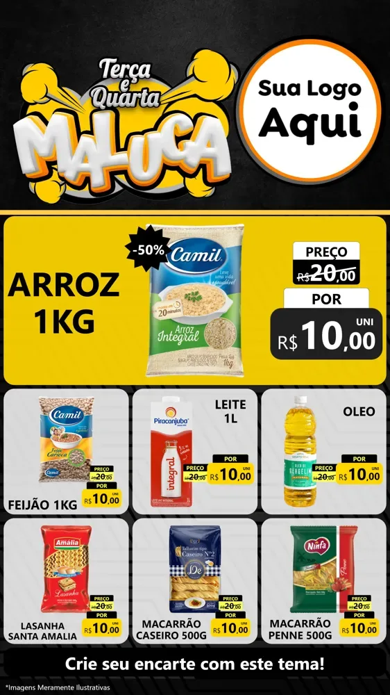 Modelo de Rede Social para Stories com o tema Terça e Quarta Maluca para Supermercado