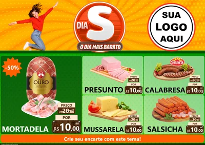 Modelo de Encarte para Encarte A4 Horizontal com o tema Dia S - O Dia Mais Barato para Frios e Laticínios