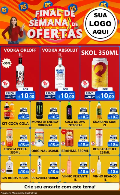 Modelo de Encarte para Encarte Grande com o tema Final de Semana de Ofertas para Distribuidora de bebidas
