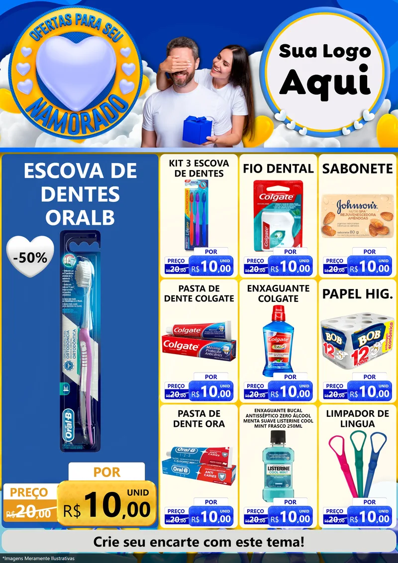 Modelo de Encarte para Encarte A4 Vertical com o tema Ofertas Para Seu Namorado para Higiene Pessoal