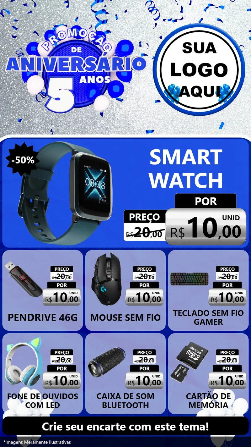 Modelo de Rede Social para Stories com o tema Promoção de Aniversário - 5 Anos para Informática