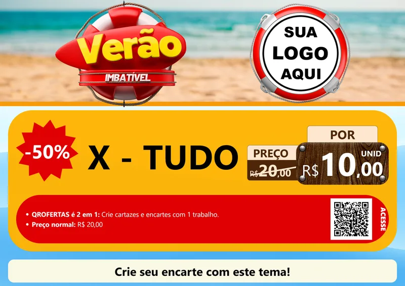 Modelo de Cartaz para Cartaz A4 Horizontal com o tema Verão Imbatível para Hamburgueria