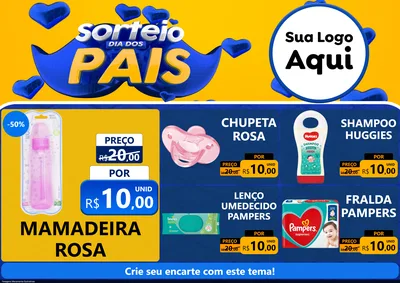 Modelo de Encarte para Encarte A4 Horizontal com o tema Sorteio Dia dos Pais para Bebês
