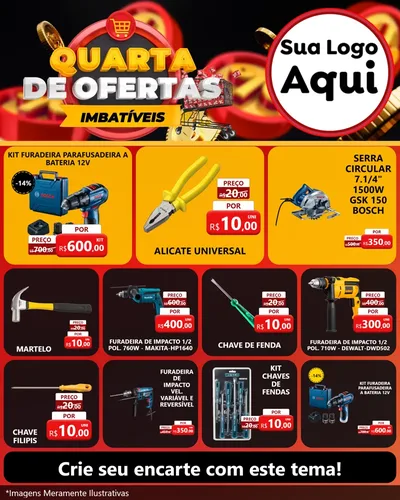Modelo de Rede Social para Feed Instagram com o tema Quarta de Ofertas Imbatíveis para Maquinas e Ferramentas