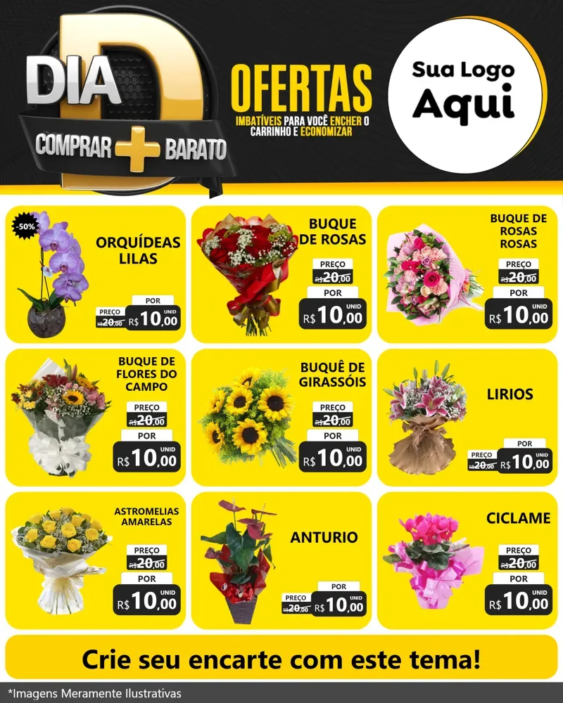 Modelo de Rede Social para Feed Instagram com o tema Dia D Mais Economia para Floricultura e jardim