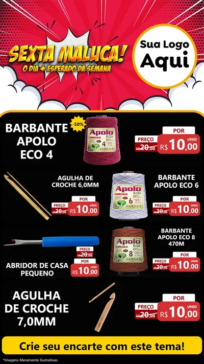 Modelo de TV para TV Vertical com o tema Sexta Maluca! para Armarinho e Aviamentos