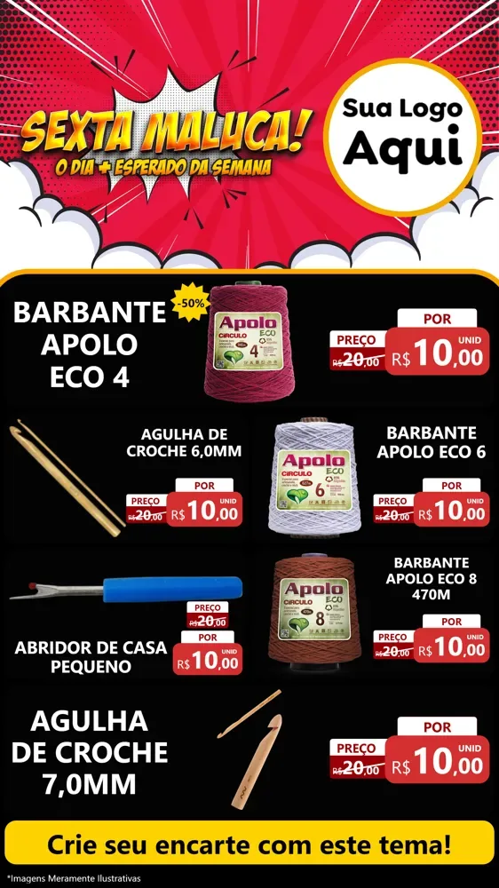 Modelo de TV para TV Vertical com o tema Sexta Maluca! para Armarinho e Aviamentos