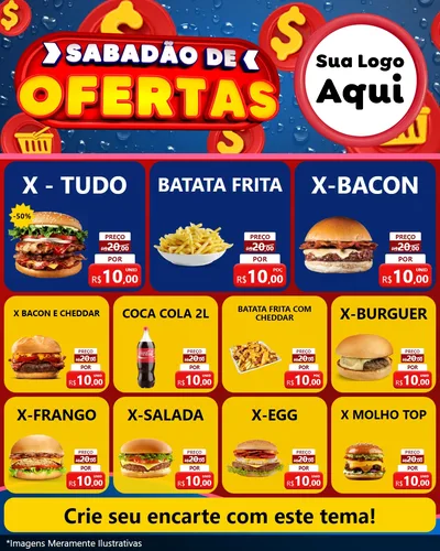 Modelo de Rede Social para Feed Instagram com o tema Sabadão de Ofertas para Hamburgueria
