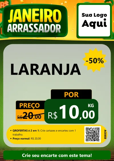 Modelo de Cartaz para Cartaz A4 Vertical com o tema Janeiro Arrasador para Hortifrúti