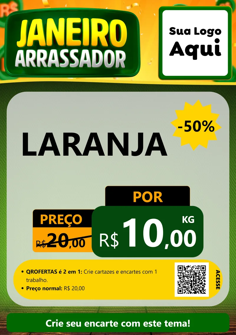 Modelo de Cartaz para Cartaz A4 Vertical com o tema Janeiro Arrasador para Hortifrúti
