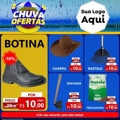 Modelo de Rede Social para Feed Facebook com o tema Chuva de Ofertas para Agropecuária