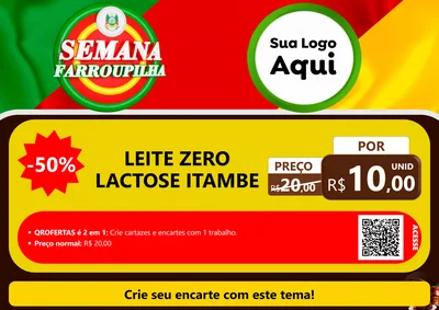 Modelo de Cartaz para Cartaz A4 Horizontal com o tema Semana Farroupilha para Frios e Laticínios