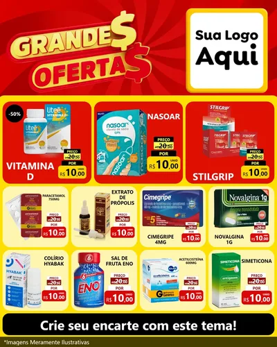 Modelo de Rede Social para Feed Instagram com o tema Grandes Ofertas para Farmácia