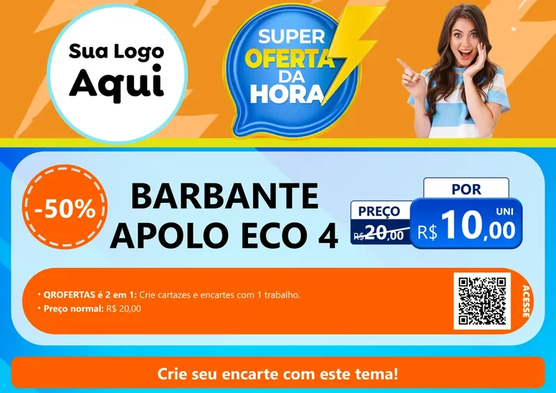 Modelo de Cartaz para Cartaz A4 Horizontal com o tema Super Oferta da Hora para Armarinho e Aviamentos
