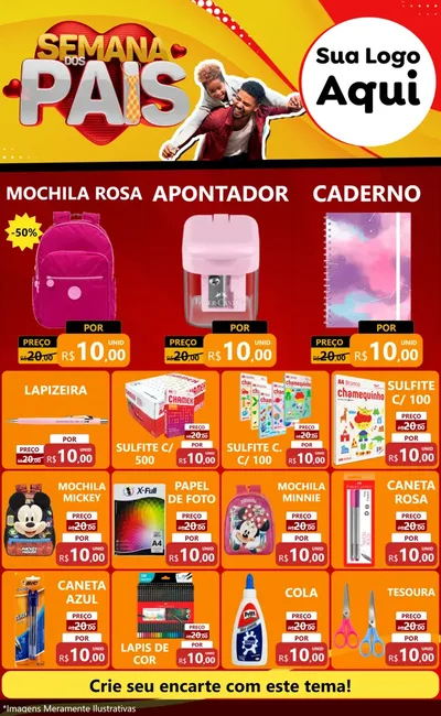 Modelo de Encarte para Encarte Grande com o tema Semana Dos Pais para Papelaria