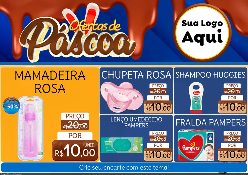 Modelo de Encarte para Encarte A4 Horizontal com o tema Ofertas de Páscoa para Bebês