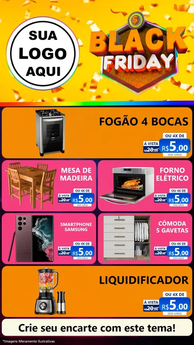 Modelo de TV para TV Vertical com o tema Black Friday para Móveis e Eletro