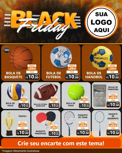 Modelo de Rede Social para Feed Instagram com o tema Black Friday para Artigos Esportivos