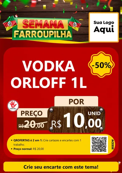 Modelo de Cartaz para Cartaz A4 Vertical com o tema Semana Farroupilha para Distribuidora de bebidas
