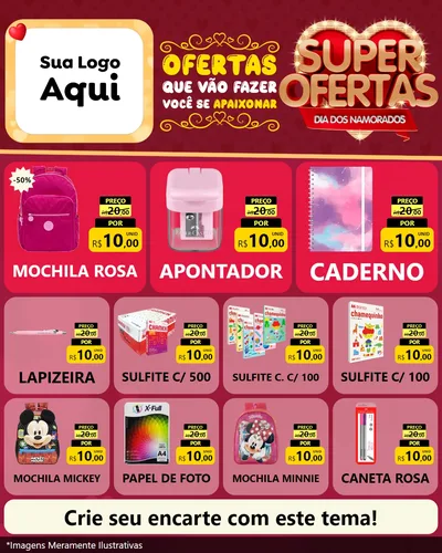 Modelo de Rede Social para Feed Instagram com o tema Dia dos Namorados para Papelaria