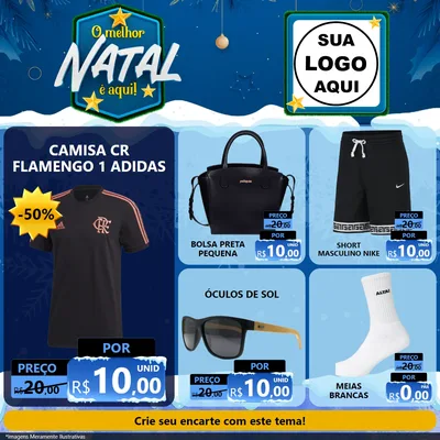 Modelo de Rede Social para Feed Facebook com o tema O Melhor Natal É Aqui! para Roupas e acessórios