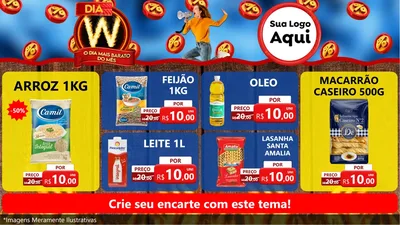 Modelo de TV para TV Horizontal com o tema Dia W - O Dia Mais Barato Do Mês para Supermercado