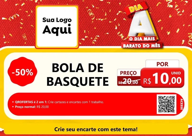 Modelo de Cartaz para Cartaz A4 Horizontal com o tema Dia A o Dia Mais Barato do Mês para Artigos Esportivos