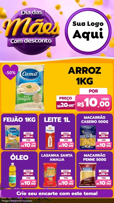 Modelo de Rede Social para Stories com o tema Dia das Mães com Desconto para Supermercado