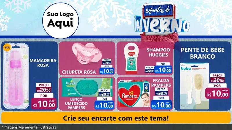 Modelo de TV para TV Horizontal com o tema Ofertas de Inverno para Bebês
