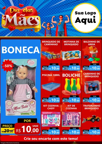 Modelo de Encarte para Encarte A4 Vertical com o tema Dia das Mães para Brinquedos