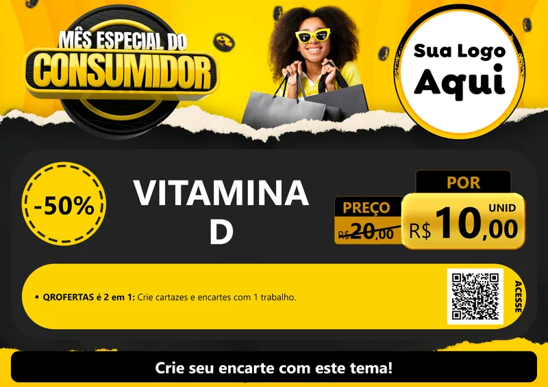 Modelo de Cartaz para Cartaz A4 Horizontal com o tema Mês Especial do Consumidor para Farmácia