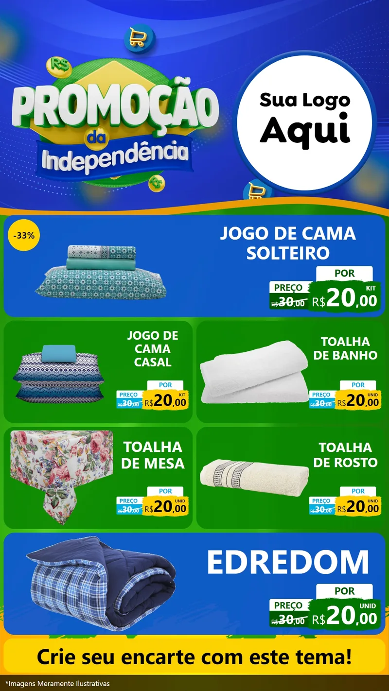 Modelo de TV para TV Vertical com o tema Promoção da Independência para Cama, Mesa e Banho