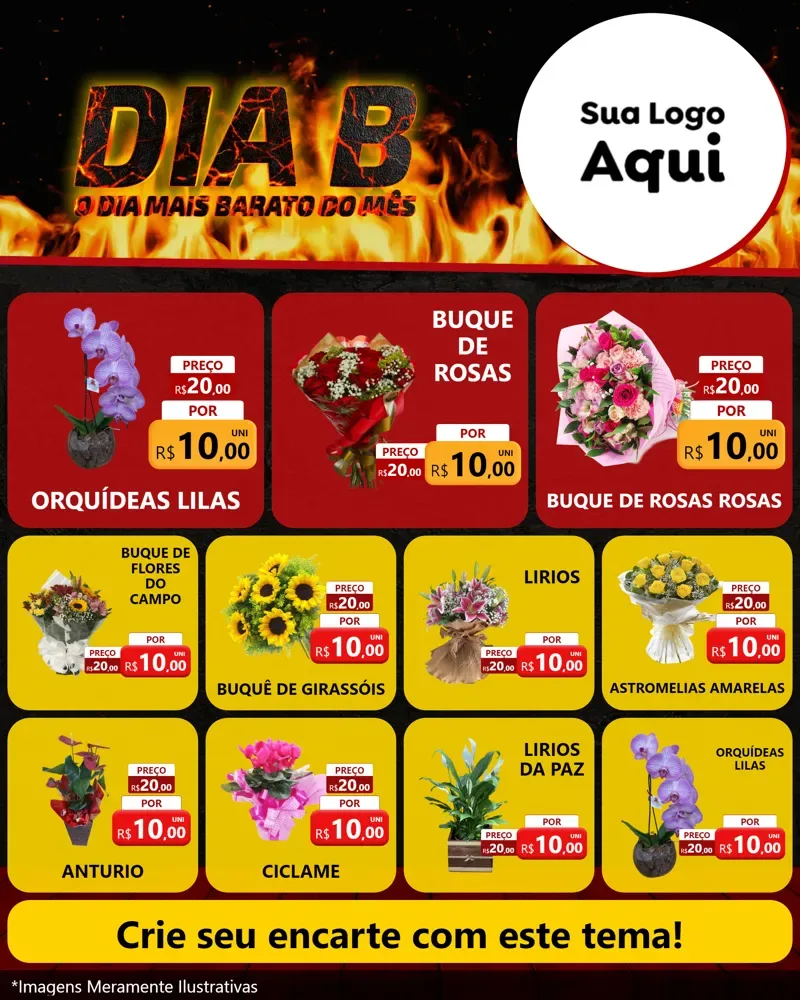 Modelo de Rede Social para Feed Instagram com o tema Dia B para Floricultura e jardim